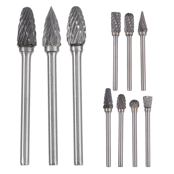 Luxshiny 10-Piece Rotary Burr Set, Alloy Material for Metal Deburring, Grinding, and Mechanical Part Finishing