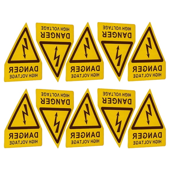 Luxshiny 10Pcs Electric Shocks Equipment Sticker Yellow PVC Adhesive Decal For Electrical Panels