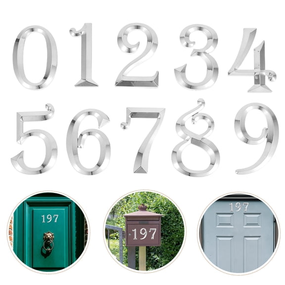 Luxshiny 10-Pack Self-Adhesive Plated Door Numbers for Home, Apartment, Wall Decoration and Address Display
