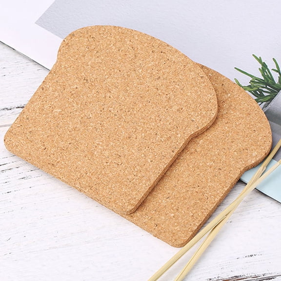 Luxshiny 10Pcs Toast Shape Cork Coasters Heat Resistant Drink Cup Mats Protective Home Table Accessory