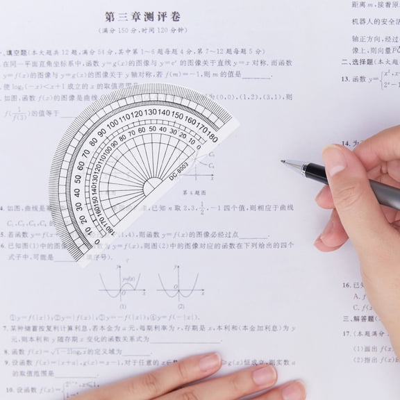 Luxshiny Set of 10 Transparent Plastic Protractors, Accurate Half-Round Measuring and Office