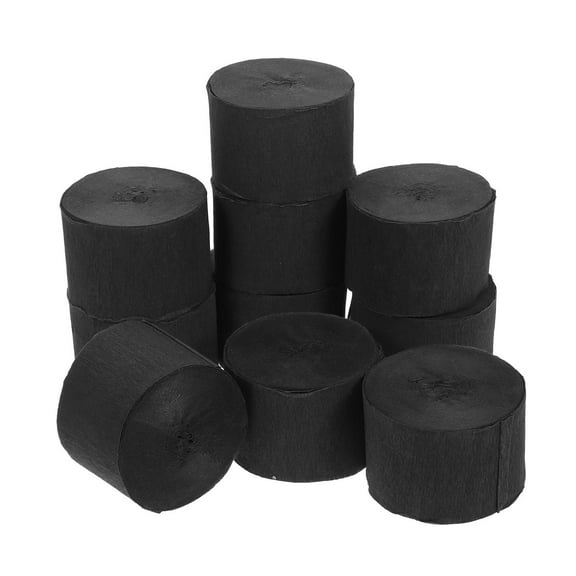 Luxshiny 10Pcs Versatile Black Crepe Streamers Party Decoration for Wedding Birthday Events