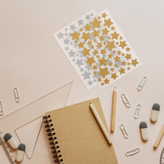 Luxshiny 10Pcs Vibrant Glitter Star Stickers for Student Rewards and Teacher Incentive Charts