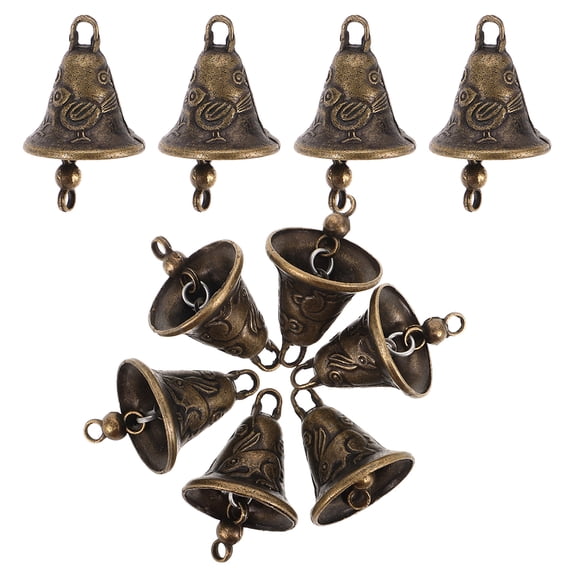 Luxshiny Set of 10 Golden Bell Decorative Accessories for Indoor and Garden Use, Alloy Wind Chime Ornaments