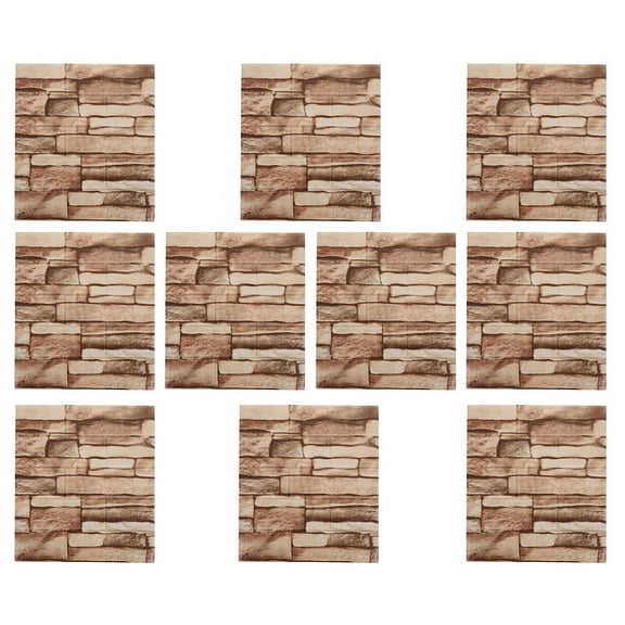 Luxshiny Self-Adhesive Light Brown 3D Rock Wall Panels Xpe Foam for Home Decoration 10Pcs