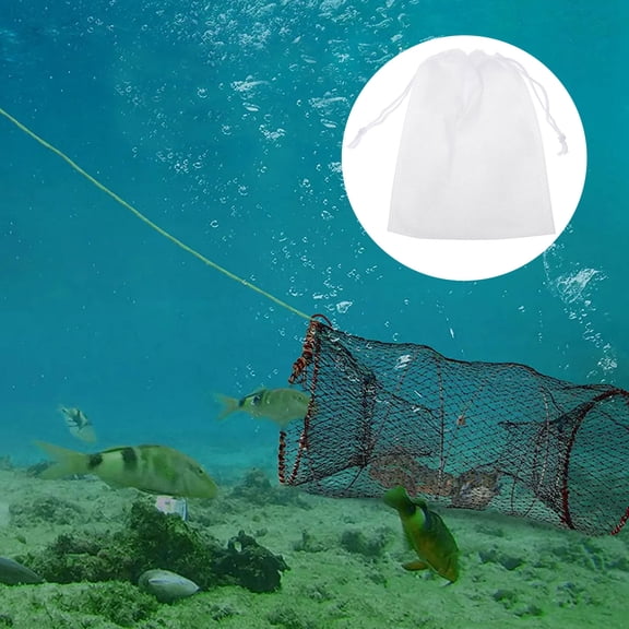 Luxshiny 10Pcs White Fishing Cloth Bag Drawstring Bait Storage Sack Non Woven Fabric Strong Material