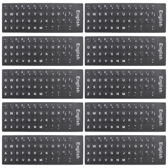 Luxshiny 10Pcs White PVC Keyboard Stickers Universal Replacement Skin for Language Layout