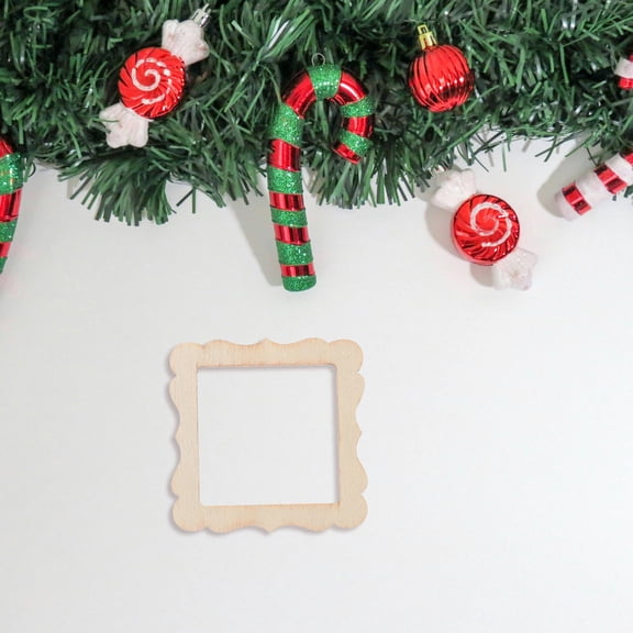 Luxshiny 10Pcs Wooden Ornaments Lace Square Photo Frame Shapes for Creative DIY Craft Projects