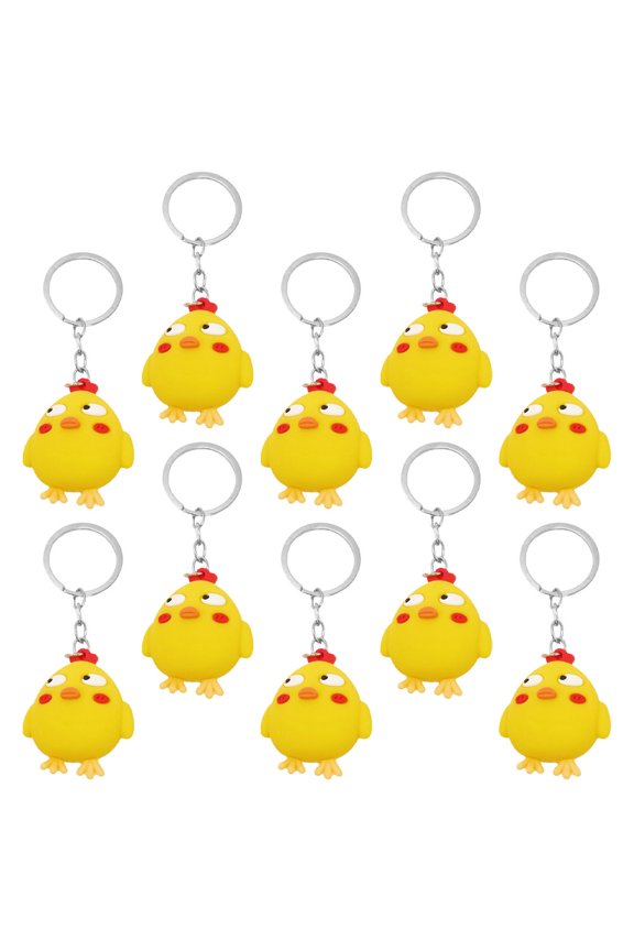 10Pcs Yellow Chick Keychains for Car Keys Cute Pendant Keychain for Bag Decoration