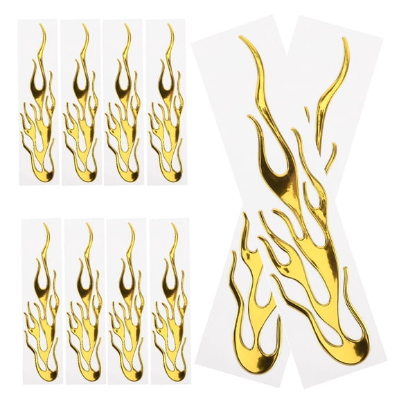 Luxshiny 10Pcs Yellow Flame Motorbike Stickers PVC Vehicle Decals for Cars Decorative Auto Accessories