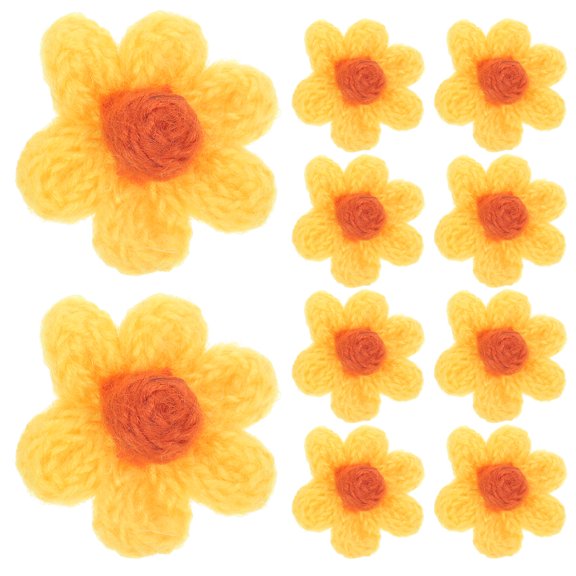 Luxshiny 10Pcs Yellow Yarn Flower Patch for Clothes Decoration and Repair Projects