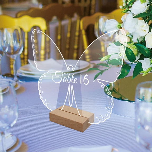 Luxshiny 10Sets Acrylic Butterfly Shaped Reserved Table Signs Transparent Decorative Seating Chart for Events