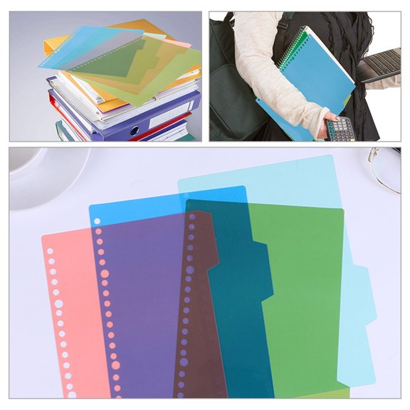 Luxshiny 10Sets Assorted Plastic Binder Tabs for Notebook Document Classification and Indexing