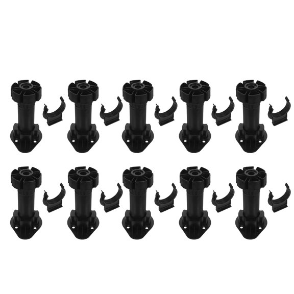Luxshiny 10Sets Black Plastic Cabinet Leveler Feet Clips for Adjustable Furniture Support and Easy Maintenance