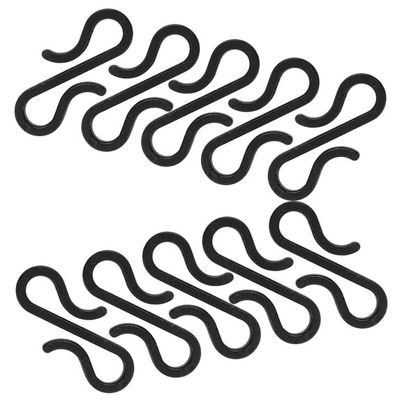 Luxshiny S Shaped Hooks Black Versatile Plastic for Hanging Accessories and Clothes 10Pcs