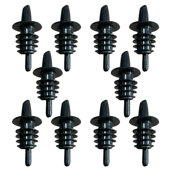 Luxshiny Set of 10 Black Drink Pourers, Practical Design for Sauce Bottles and Bar Use by Adults