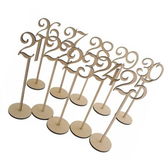 Luxshiny 10pcs Wood Number with Stand for Seating Assignments in Weddings and Home Decoration