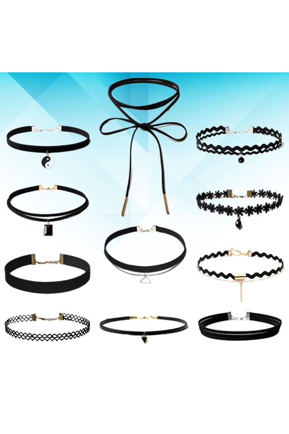 Black Velvet Choker Necklace Set, Lightweight and Portable, 11 Pieces for Stylish Dress Accessories