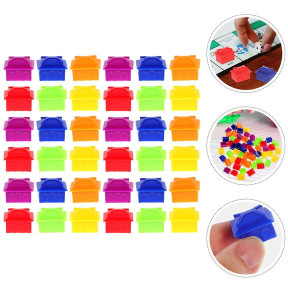 Luxshiny 120pcs Game Board Houses Plastic House Shape Pieces for Family and Friends Gathering