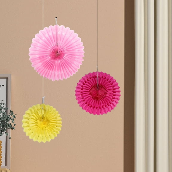 Luxshiny 12Pcs Assorted Color Paper Fans for Wedding Anniversary Party Hanging Wall Decorations