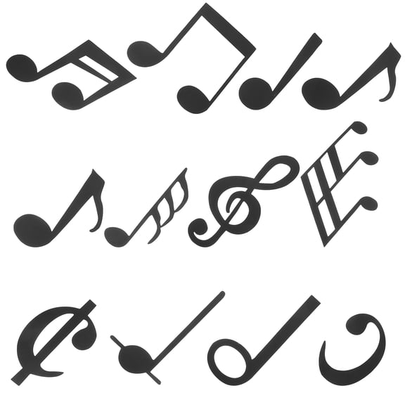 Luxshiny 12Pcs Black Musical Notes Wall Decals Self Adhesive Paper Stickers for Music Themed Room