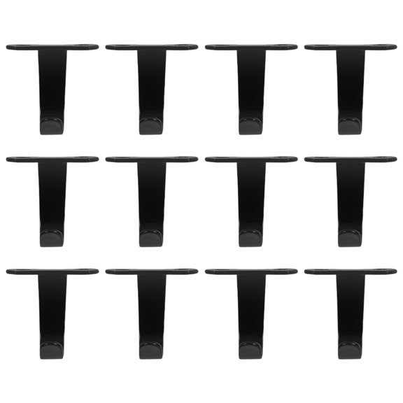Luxshiny 12Pcs Black Screw Mounted Under Cabinet Hooks Sturdy Stainless Steel Coat Robe Hangers for Kitchen