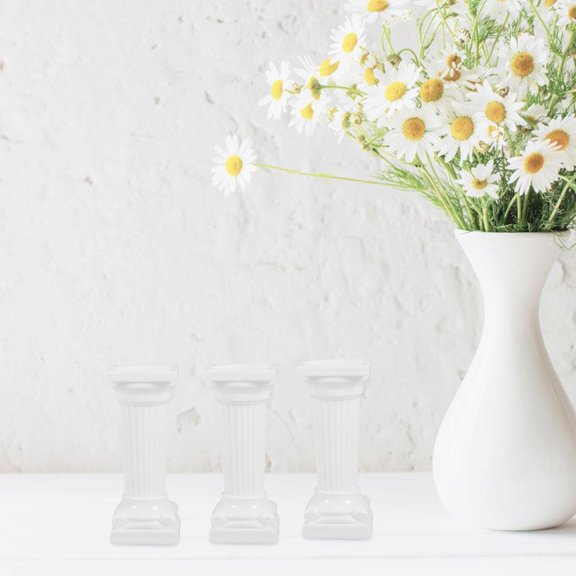 Luxshiny 12Pcs Compact White Roman Pillar Ornaments Elegant Table Decor for Home and Wedding Scenes