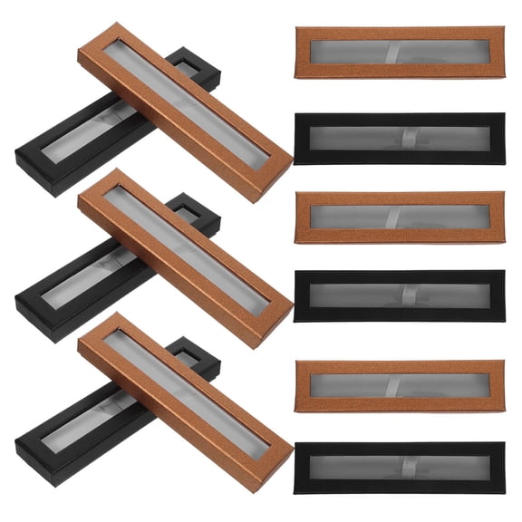 Luxshiny 12Pcs Elegant Paper Pen Presentation Boxes with Clear Lid for Pens Necklaces and Keepsakes