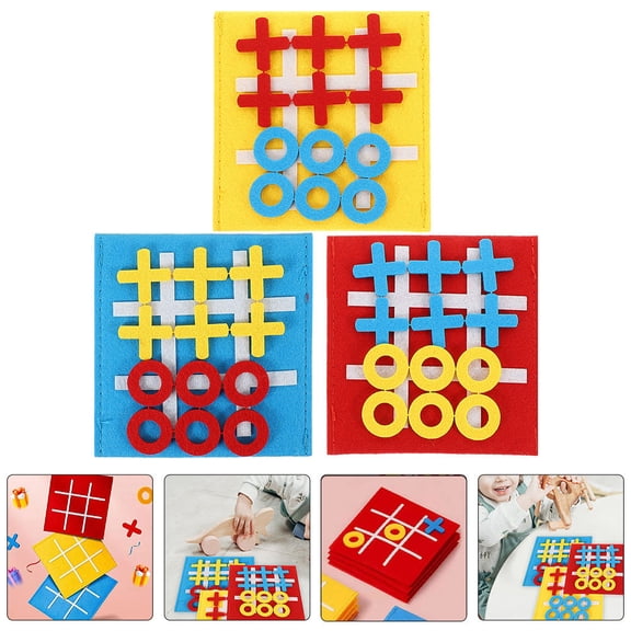 Luxshiny 12Pcs Ticktacktoe Board Game Felt Party Game Enhancing Cognitive Skills and Logical Reasoning