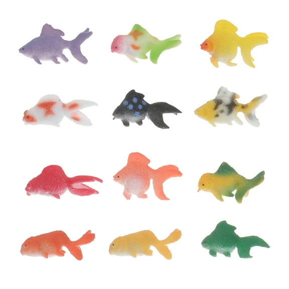 Luxshiny 12Pcs Lifelike Goldfish Animal Figurines Assorted Color for Home and Aquarium Decoration