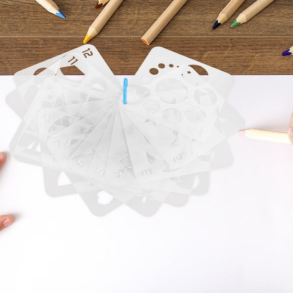 Luxshiny 12Pcs Plastic Geometric Stencils for Precise Drawing and Painting on Canvas and Fabric