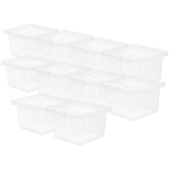 Luxshiny 12Pcs Portable Transparent Reptile Cage Multi Function Cricket Keeper with Ventilation