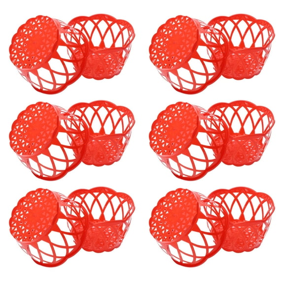Luxshiny 12Pcs Red Plastic Storage Basket Portable Hollow-Out Design for Household Use