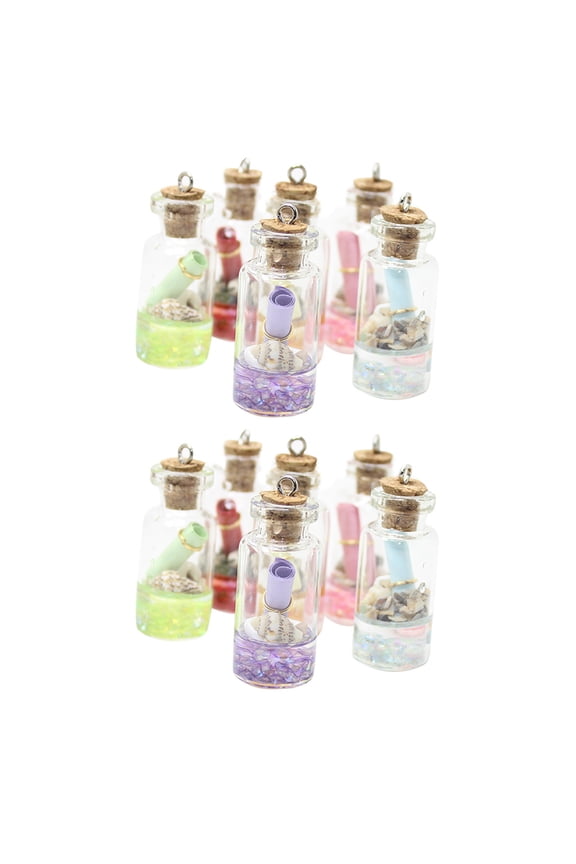 12Pcs Simulation Glass Bottle Drift Pendant Assorted Color Resin for Jewelry DIY
