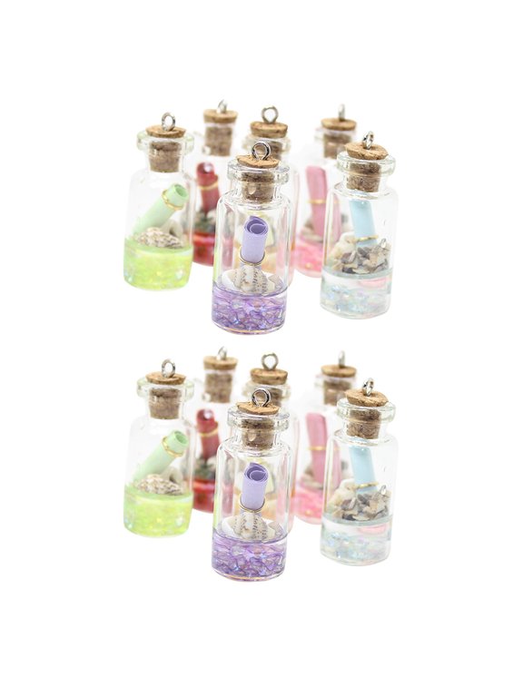 Resin Glass Bottle Drift Pendant Assorted Colors for Decor and DIY 12Pcs