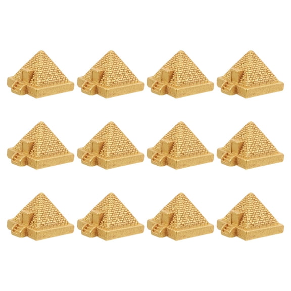 Luxshiny 12Pcs Small Golden Resin Pyramid Model for Indoor Garden and Shelf Display