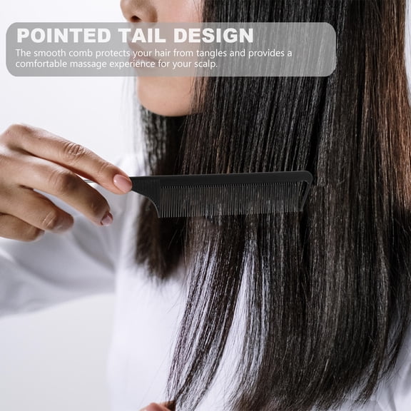 Luxshiny 12Pcs Stainless Steel Handle Haircutting Combs Black for Salon Barber Hair Care