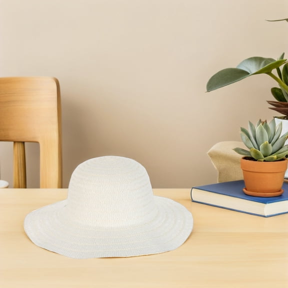 Luxshiny 12Pcs Beige Blank Straw Hats for Painting Beach Sun Hats Garden Party Crafts