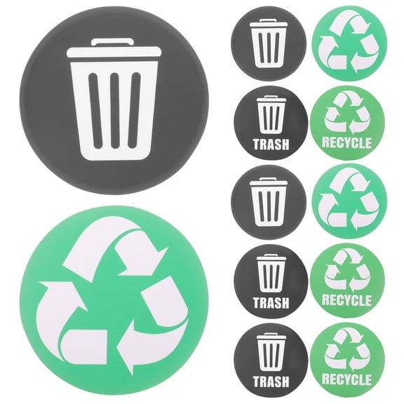 Luxshiny Trash Recycling Stickers Assorted Color PVC Reliable Design for Garbage Bins 12Pcs