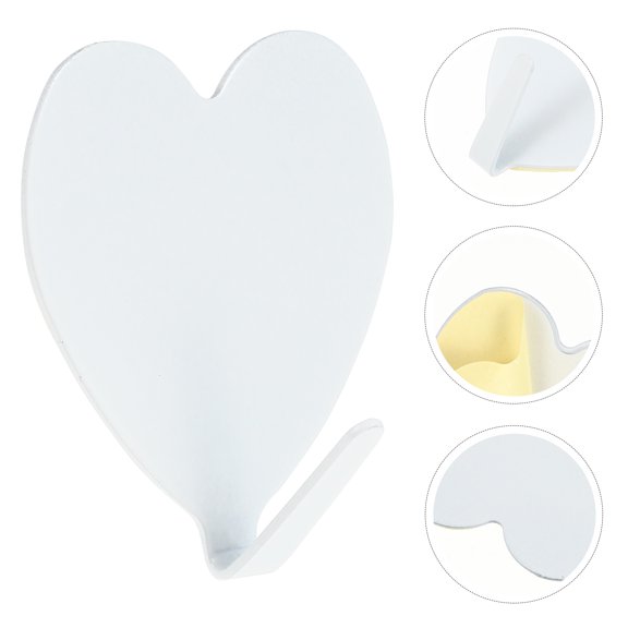 Luxshiny White Heart Shaped Metal Hooks Stylish Traceless Hanger for Bedroom Bathroom 12Pcs