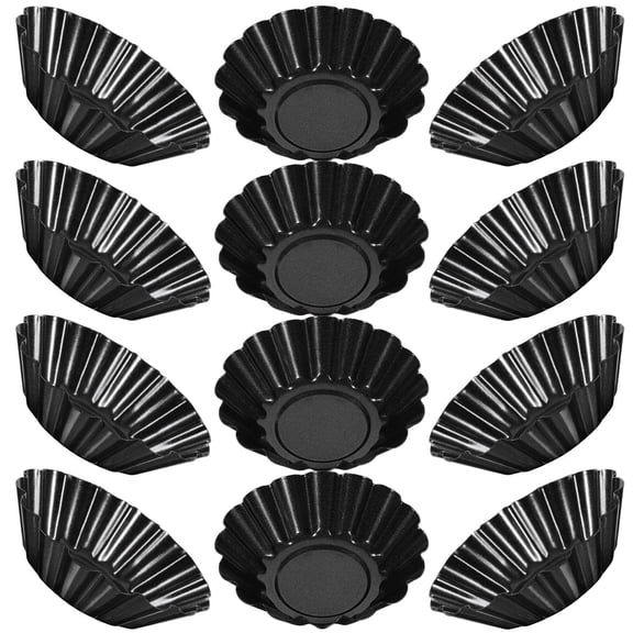 Luxshiny 12pcs Mini Tart Pan Non Stick Carbon Steel Egg Tart Molds Reusable Cupcake Cake Muffin Baking Tool 2.6 Inches