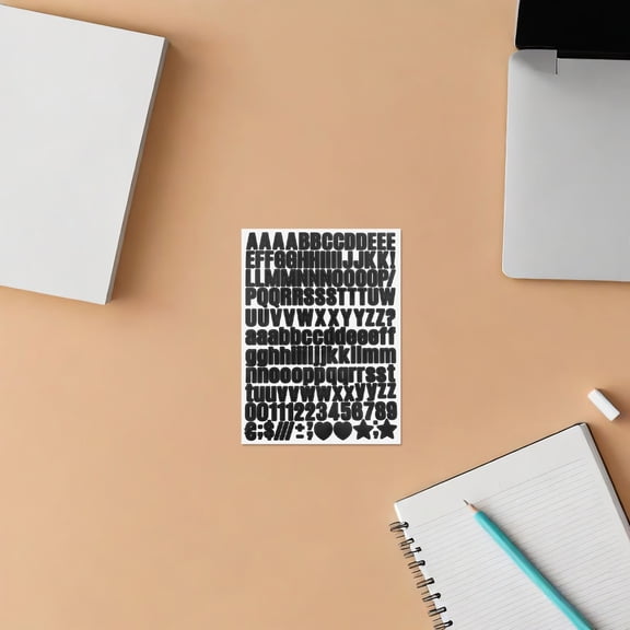 Luxshiny 15 Sheets Black Vinyl Mini Letter and Number Stickers For Notebooks and Water Bottles