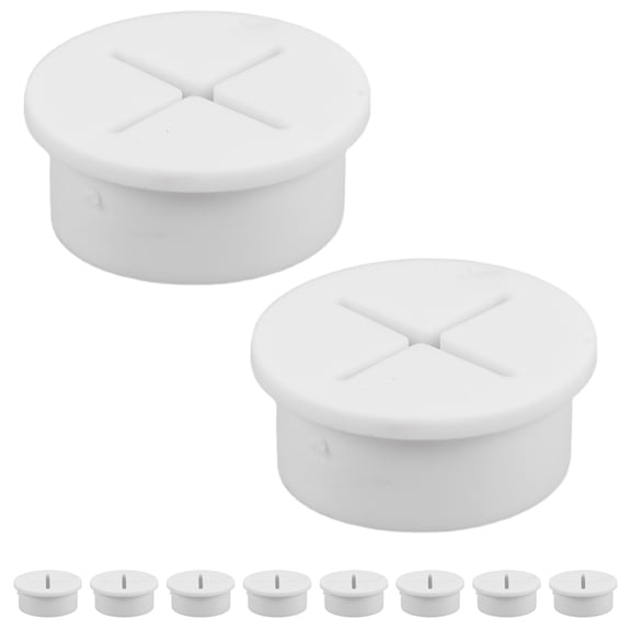 Luxshiny 15-Piece White Plastic Round Desk Cable Hole Covers, Office Cord Grommets for Cable Management and Organization