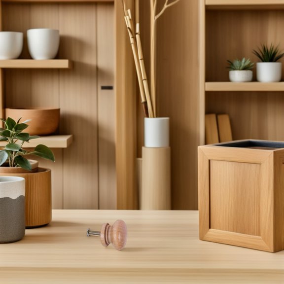 Luxshiny 15Pcs Drawer Knobs Wooden Mushroom Shape Cupboard Pull Knob with Screw