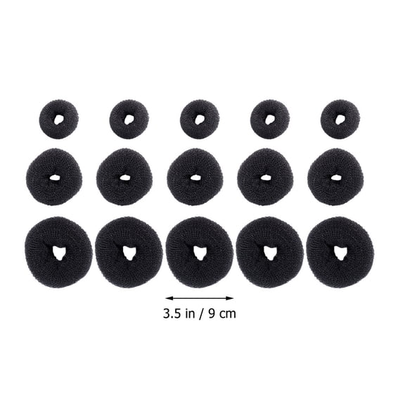 Luxshiny 15Pcs Elastic Hair Ties Black Hair Bun Holder for Date Back to School and Special Occasions