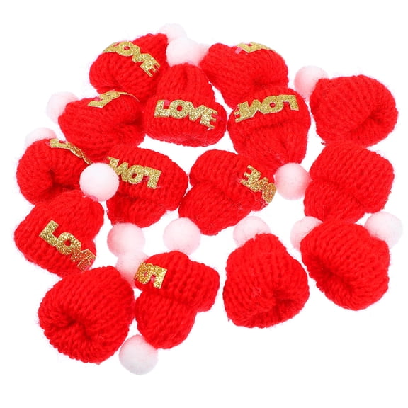 Luxshiny 15Pcs Red Woolen Hat Decorations for Christmas Ornaments Craft Supplies