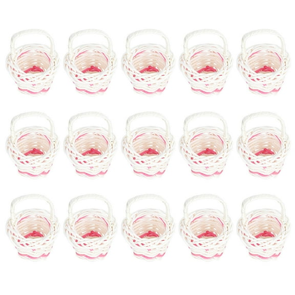 Luxshiny 15Pcs Rattan Flower Basket Mini Basket White Display Leisure Time