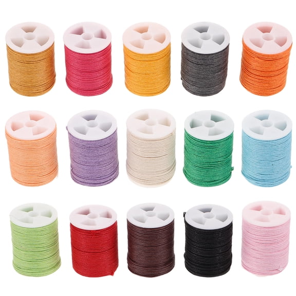 Luxshiny 15Pcs Waxed String for Beads Durable Cord for Jewelry Making and DIY Bracelet Projects