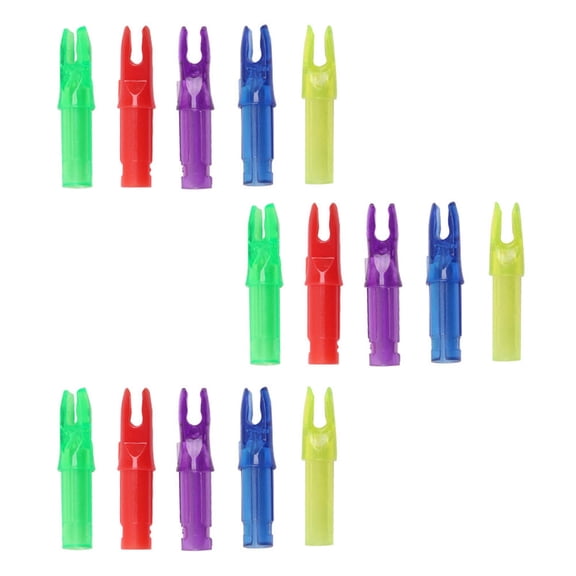Luxshiny 15Pcs Tail Covers Plastic Assorted Color Bowstring Compatibility for Archers Outdoor Hunting