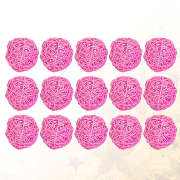 Luxshiny 15pcs Vine Ball Decoration Handmade Balls Wooden Bamboo for Home Decor Wall Hanging Pink